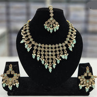 Rajwadi Collection Gold Plated Crystal Stone And Beads Necklace Set