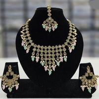 Rajwadi Collection Gold Plated Crystal Stone And Beads Necklace Set