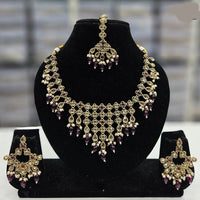 Rajwadi Collection Gold Plated Crystal Stone And Beads Necklace Set