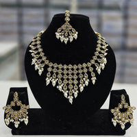 Rajwadi Collection Gold Plated Crystal Stone And Beads Necklace Set