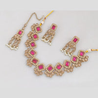 Rajwadi Collection Gold Plated Crystal Stone And Beads Necklace Set