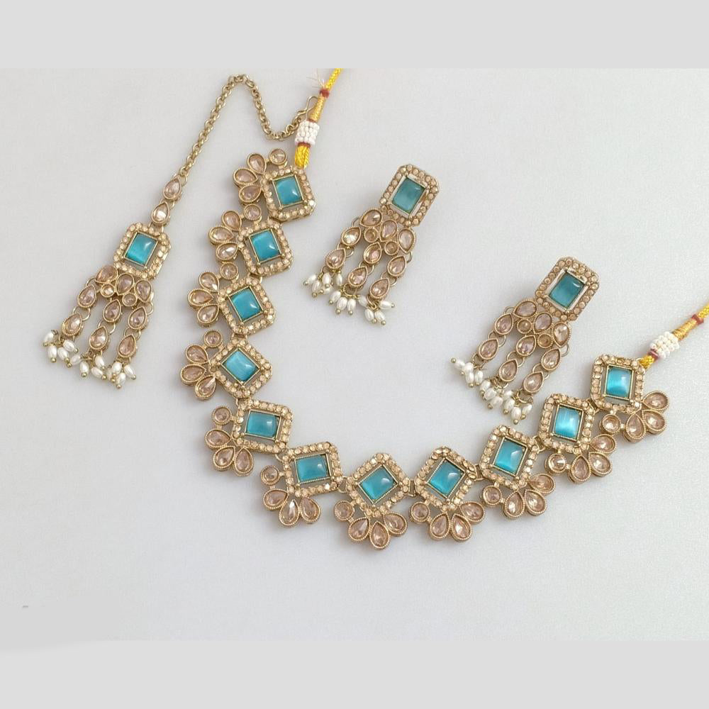 Rajwadi Collection Gold Plated Crystal Stone And Beads Necklace Set