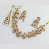 Rajwadi Collection Gold Plated Crystal Stone And Beads Necklace Set