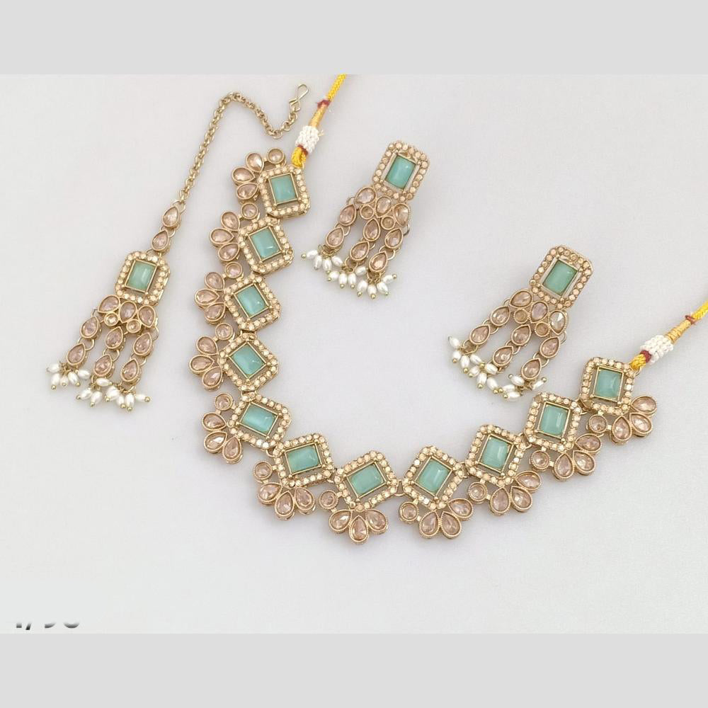 Rajwadi Collection Gold Plated Crystal Stone And Beads Necklace Set