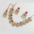 Rajwadi Collection Gold Plated Crystal Stone And Beads Necklace Set