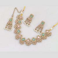 Rajwadi Collection Gold Plated Crystal Stone And Beads Necklace Set