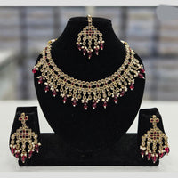 Rajwadi Collection Gold Plated Crystal Stone And Pearl Necklace Set