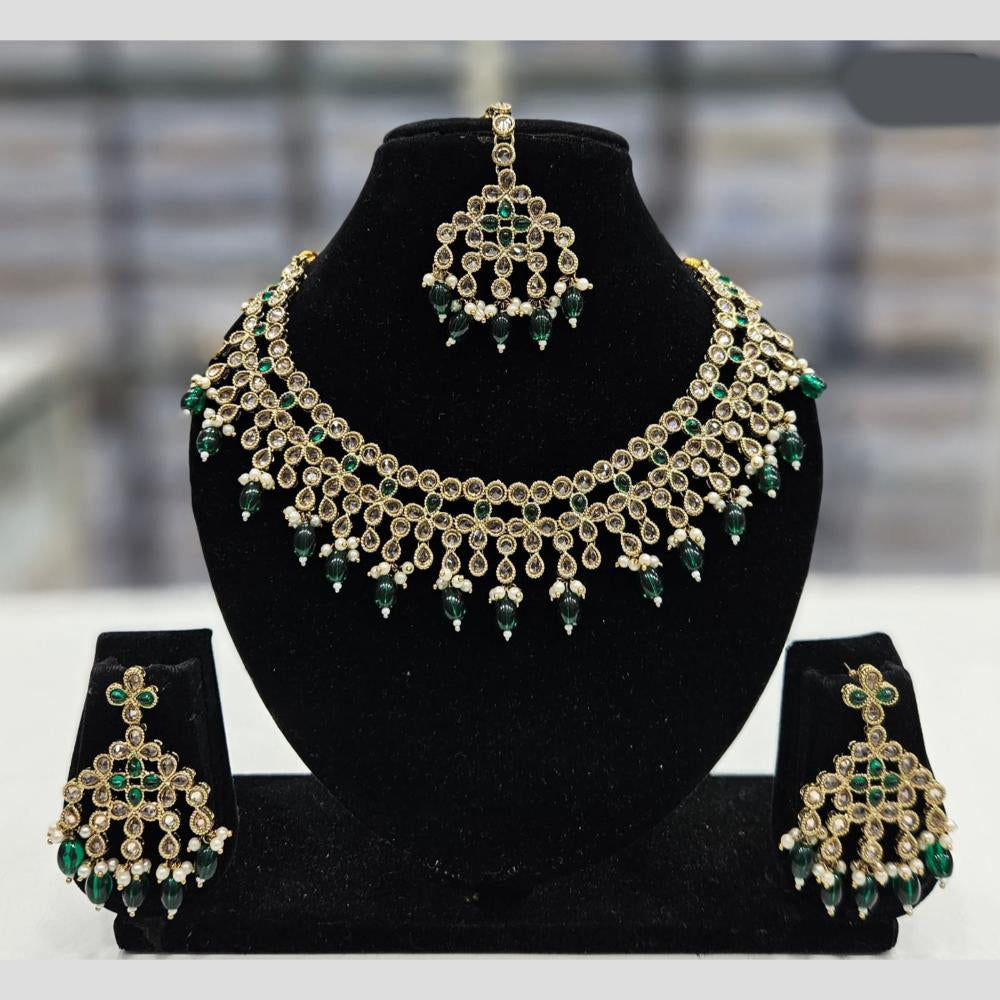 Rajwadi Collection Gold Plated Crystal Stone And Pearl Necklace Set