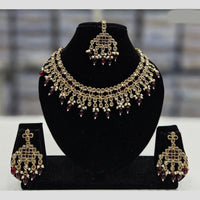 Rajwadi Collection Gold Plated Crystal Stone And Pearl Necklace Set