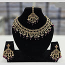 Rajwadi Collection Gold Plated Crystal Stone And Pearl Necklace Set