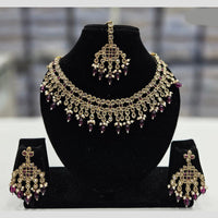 Rajwadi Collection Gold Plated Crystal Stone And Pearl Necklace Set