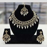 Rajwadi Collection Gold Plated Crystal Stone And Pearl Necklace Set