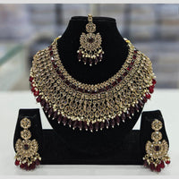 Rajwadi Collection Gold Plated Crystal Stone And Beads Necklace Set