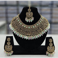 Rajwadi Collection Gold Plated Crystal Stone And Beads Necklace Set
