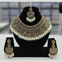 Rajwadi Collection Gold Plated Crystal Stone And Beads Necklace Set