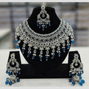Rajwadi Collection Silver Plated Crystal Stone And Beads Necklace Set