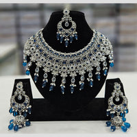 Rajwadi Collection Silver Plated Crystal Stone And Beads Necklace Set