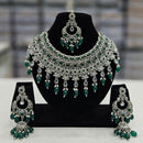 Rajwadi Collection Silver Plated Crystal Stone And Beads Necklace Set