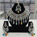 Rajwadi Collection Silver Plated Crystal Stone And Beads Necklace Set