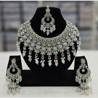 Rajwadi Collection Silver Plated Crystal Stone And Beads Necklace Set
