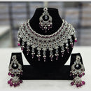 Rajwadi Collection Silver Plated Crystal Stone And Beads Necklace Set