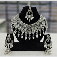 Rajwadi Collection Silver Plated Crystal Stone And Beads Necklace Set