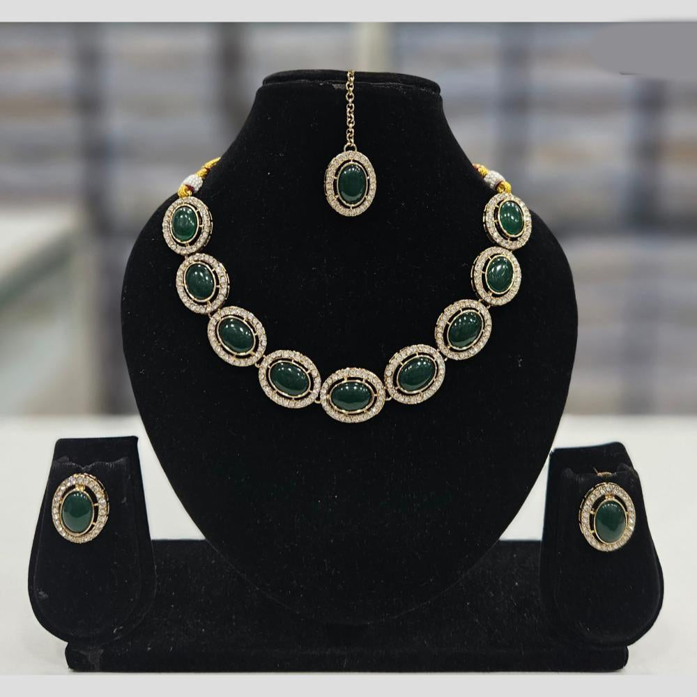 Rajwadi Collection Gold Plated Crystal Stone Necklace Set