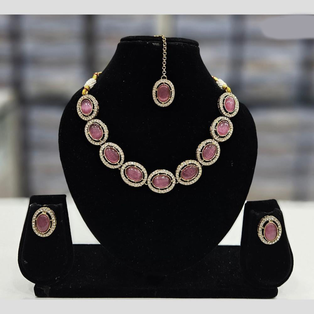 Rajwadi Collection Gold Plated Crystal Stone Necklace Set