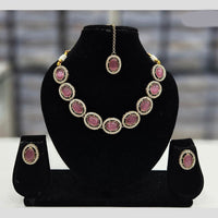 Rajwadi Collection Gold Plated Crystal Stone Necklace Set