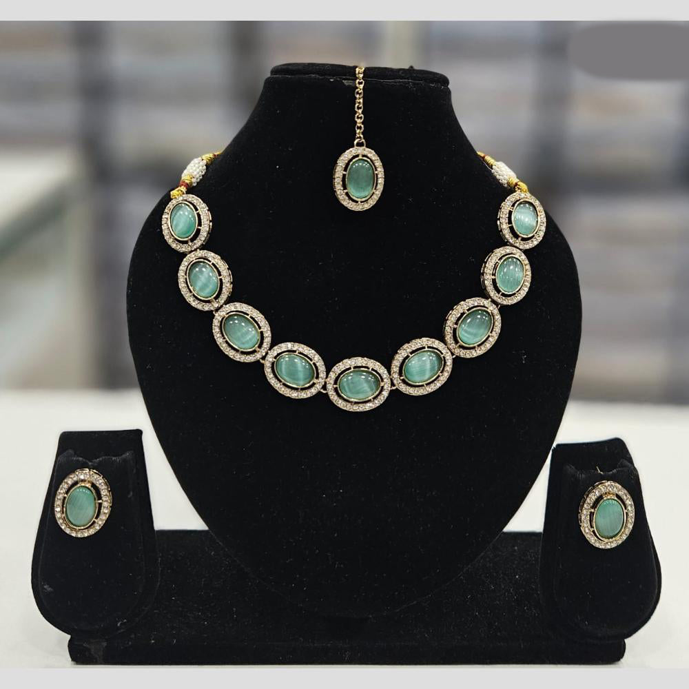 Rajwadi Collection Gold Plated Crystal Stone Necklace Set