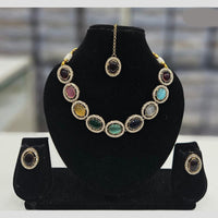 Rajwadi Collection Gold Plated Crystal Stone Necklace Set