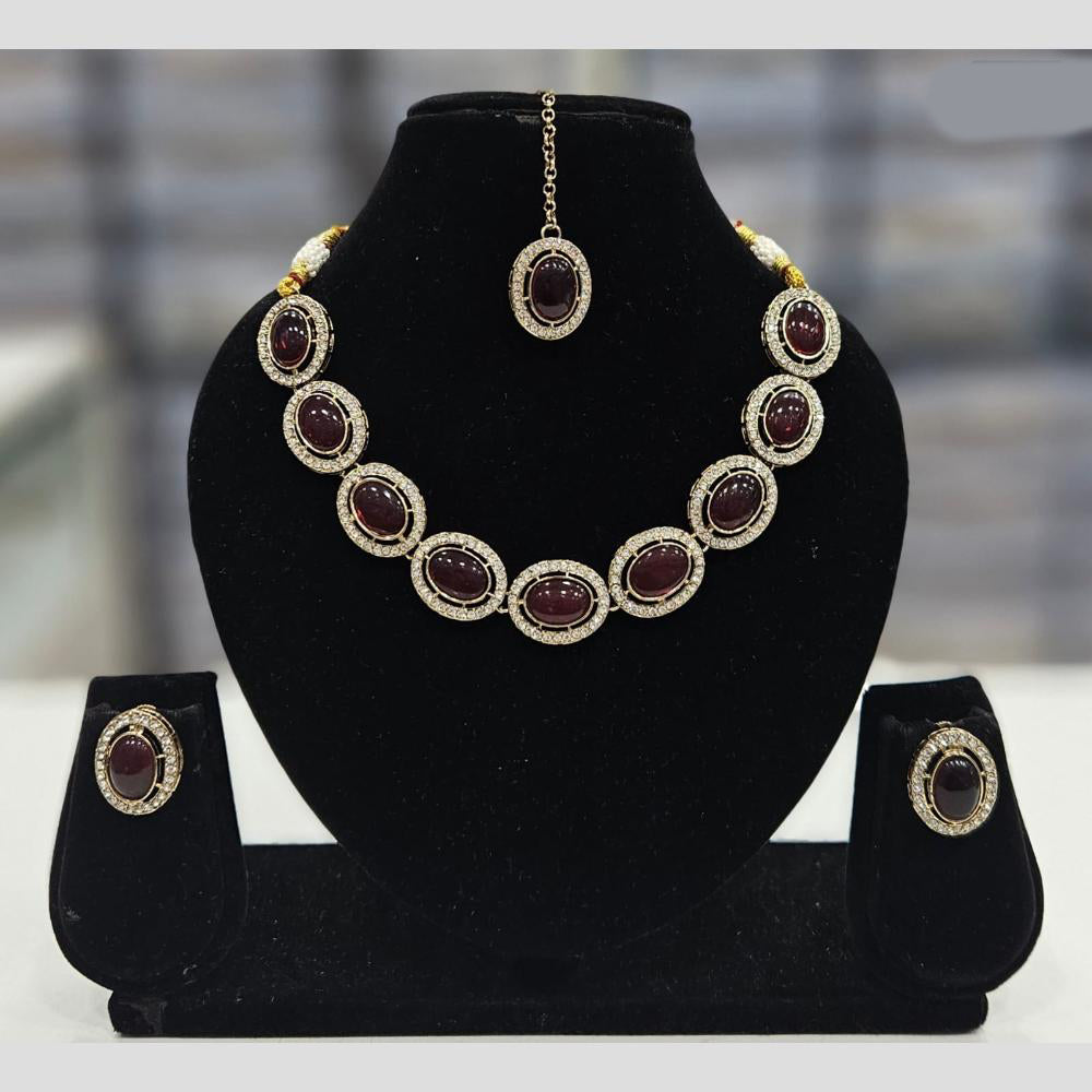 Rajwadi Collection Gold Plated Crystal Stone Necklace Set