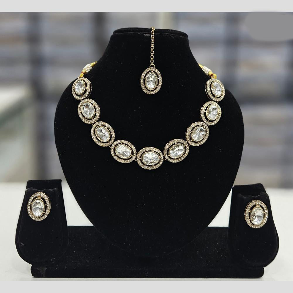 Rajwadi Collection Gold Plated Crystal Stone Necklace Set