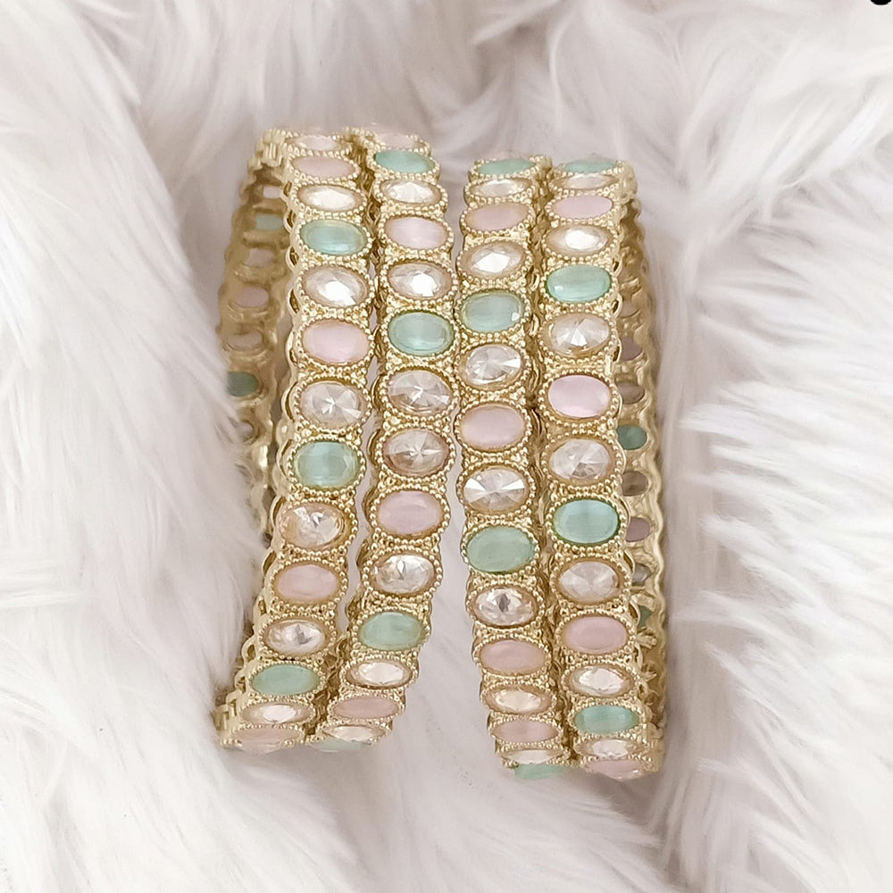Rajwadi Collection Gold Plated Crystal Stone Bangles Set