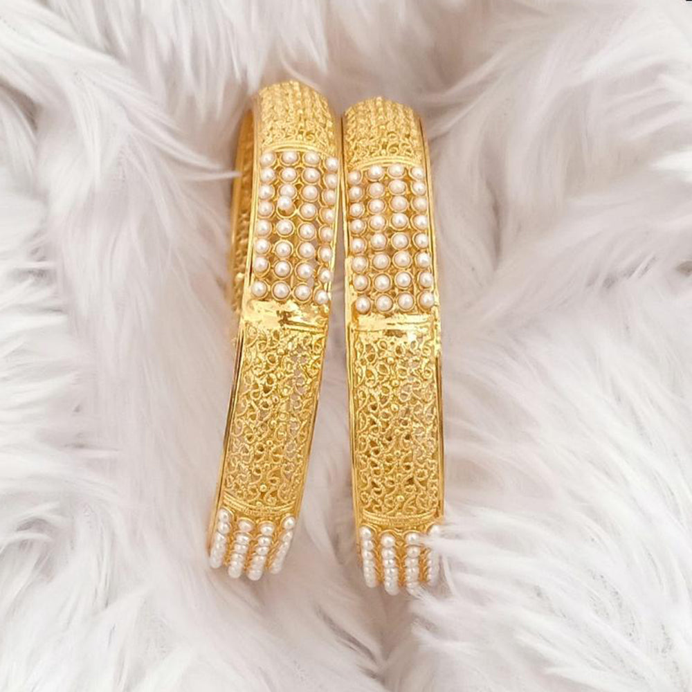 Rajwadi Collection Gold Plated Pearl Bangles Set