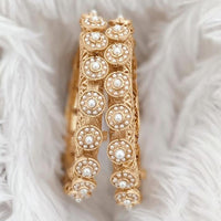 Rajwadi Collection Gold Plated Kundan Stone And Meenakari Openable Bangles Set