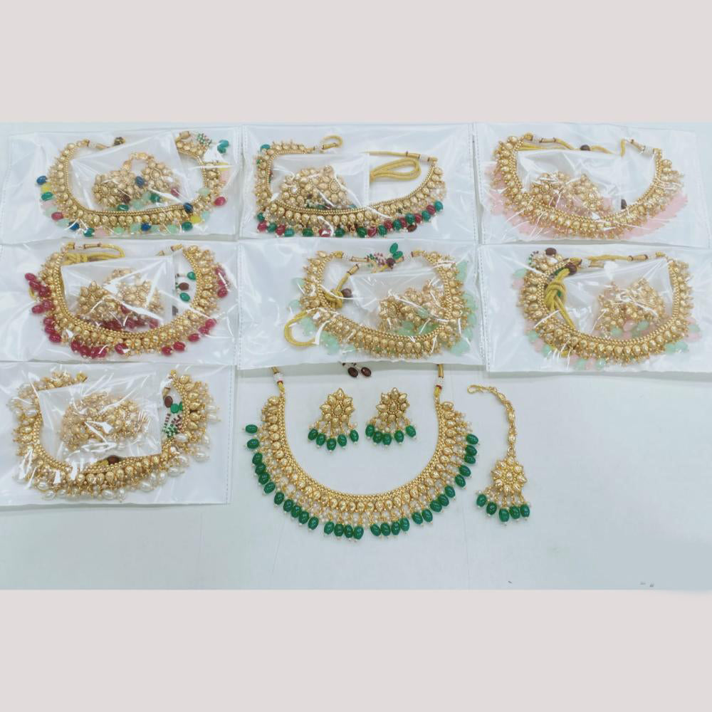 Rajwadi Collection Gold Plated Beads Necklace Set