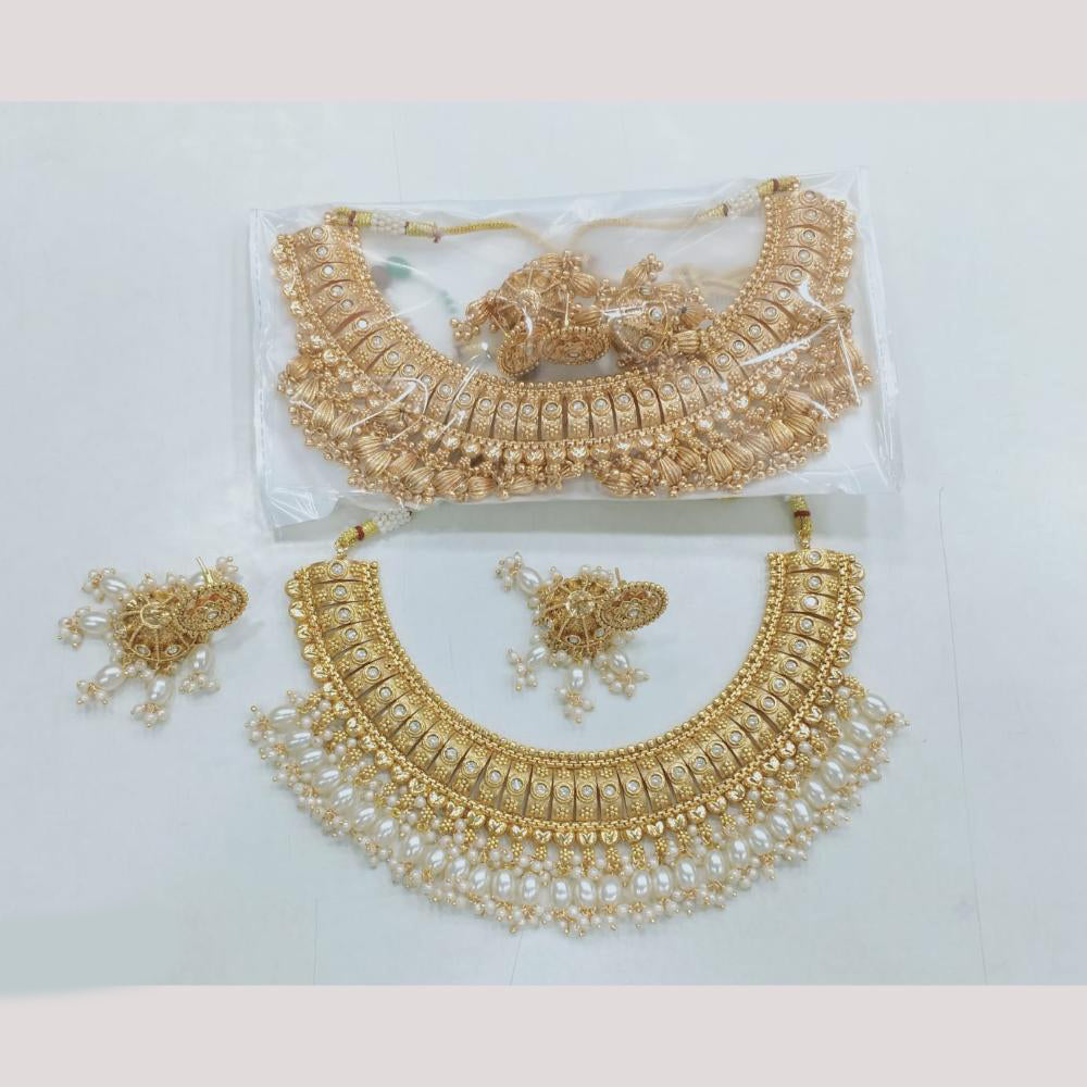 Rajwadi Collection Gold Plated Beads Necklace Set