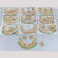Rajwadi Collection Gold Plated Pota Stone Necklace Set