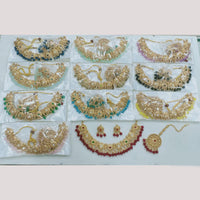 Rajwadi Collection Gold Plated Pota Stone Necklace Set