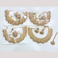 Rajwadi Collection Gold Plated Pota Stone Necklace Set
