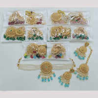 Rajwadi Collection Gold Plated Pota Stone Choker Necklace Set