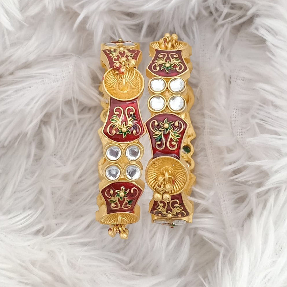 Rajwadi Collection Gold Plated Meenakari Bangles Set