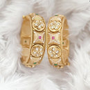 Rajwadi Collection Gold Plated Pota Stone Openable Bangles Set