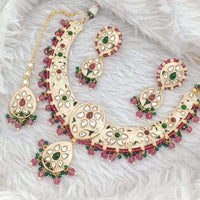 Rajwadi Collection Gold Plated Polki Kundan And Meenakari Necklace Set