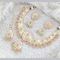 Rajwadi Collection Gold Plated Polki Kundan And Meenakari Necklace Set