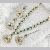 Rajwadi Collection Gold Plated Pota Stone Necklace Set
