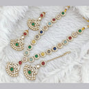 Rajwadi Collection Gold Plated Pota Stone Necklace Set