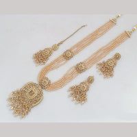 Rajwadi Collection Gold Plated Crystal Stone And Beads Long Necklace Set