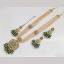 Rajwadi Collection Gold Plated Crystal Stone And Beads Long Necklace Set
